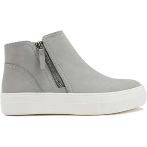 Women High Top Platform Sneakers Gray Side Zip Wedge Casual Shoes Soda Size 9